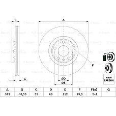 Disc frana AUDI A4 (8H7, B6, 8HE, B7), Sabrioleta, 01.2002 - 12.2009 BOSCH 0 986 479 057