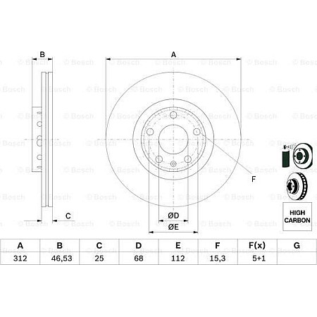 Disc frana AUDI A4 (8H7, B6, 8HE, B7), Sabrioleta, 01.2002 - 12.2009 BOSCH 0 986 479 057