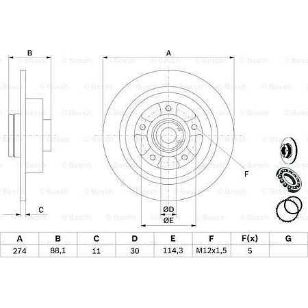 Disc frana RENAULT FLUENCE (L3_), Sedan, 02.2010 - BOSCH 0 986 479 009