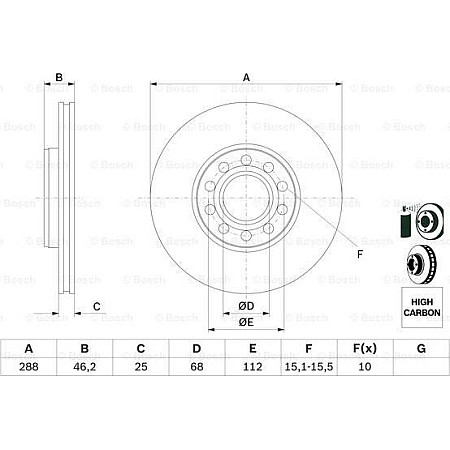 Disc frana AUDI A6 (4A2, C4), Sedan, 06.1994 - 10.1997 BOSCH 0 986 479 157
