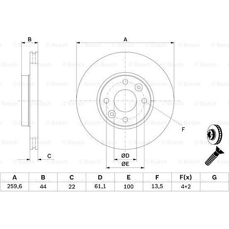 Disc frana RENAULT LOGAN II (K8_), Turism, 11.2013 - BOSCH 0 986 479 B73