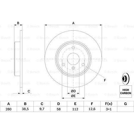 Disc frana SMART FORTWO (451), Sabrioleta, 01.2007 - BOSCH 0 986 479 305