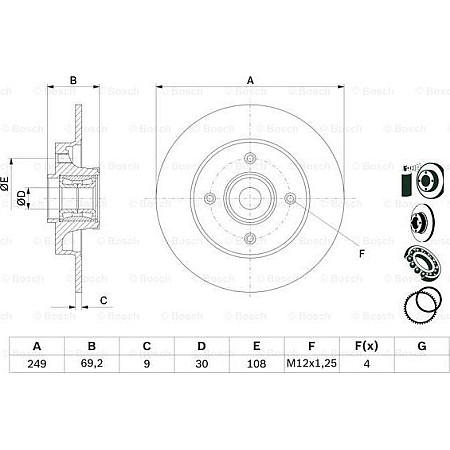 Disc frana PEUGEOT 207 (WA_, WC_), Hatchback, 02.2006 - 12.2015 BOSCH 0 986 479 275