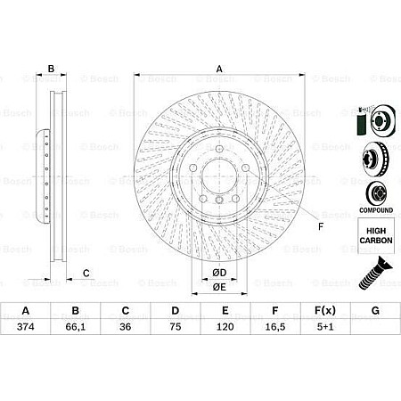 Disc frana BMW 3 - II (E30), Sedan, 09.1982 - 03.1992 BOSCH 0 986 479 E27