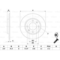 Disc frana PEUGEOT 207 (W*****), Sedan, 12.2007 - 12.2014 BOSCH 0 986 479 B35