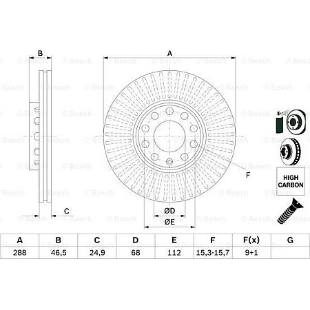 Disc frana AUDI A4 Avant IV (8K5, B8), Turism, 11.2007 - 12.2015 BOSCH 0 986 478 546