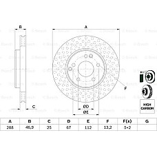 Disc frana MERCEDES-BENZ E-CLASS (VF210), Cadru de sprijin, 06.1996 - 03.2003 BOSCH 0 986 478 624