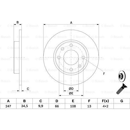 Disc frana PEUGEOT 205, Hatchback Van, 02.1983 - 07.1990 BOSCH 0 986 479 C54