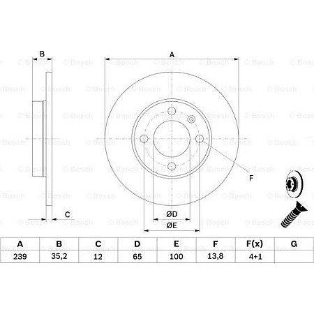 Disc frana AUDI 90 II (81, 85, B2), Sedan, 08.1984 - 07.1988 BOSCH 0 986 478 011