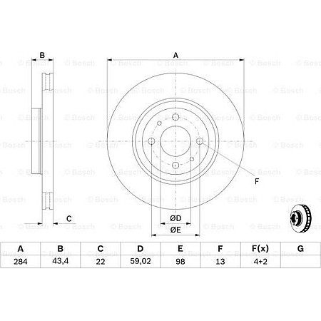 Disc frana FIAT STILO (192_), Hatchback, 10.2001 - 11.2010 BOSCH 0 986 479 B49