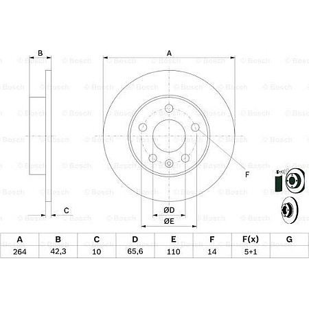 Disc frana OPEL ZAFIRA TOURER C (P12), Dubita, 10.2011 - BOSCH 0 986 478 884
