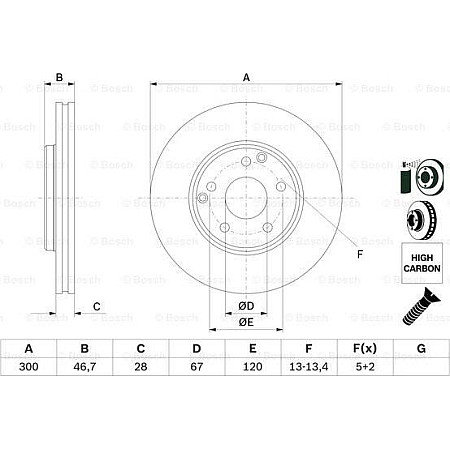 Disc frana MERCEDES-BENZ SL (R230), Sabrioleta, 10.2001 - 01.2012 BOSCH 0 986 478 876
