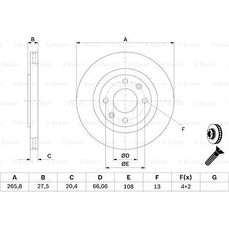 Disc frana PEUGEOT 206 (2A/C), Hatchback, 08.1998 - 12.2012 BOSCH 0 986 479 B27