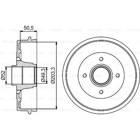 Tambur frana Spate se potriveste. RENAULT TWINGO II 1.2-1.5D 03.07- RENAULT TWINGO II (CNO_), Hatchback Van, 09.2010 - 09.2014 BOSCH 0 986 477 214
