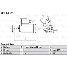 Electromotor VW GOLF II (19E, 1G1), Hatchback, 08.1983 - 12.1992 BOSCH 0 986 018 200