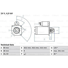Electromotor 24V 4kW se potriveste. MERCEDES LK-LN2 MK NG O 301 O 309 O 402 OH UNIMOG T2-L T2-LN1 ADE364N-OM386.951 01.70- MERCEDES-BENZ T2/L, Cadru de sprijin, 01.1968 - 12.1988 BOSCH 0 986 013 490