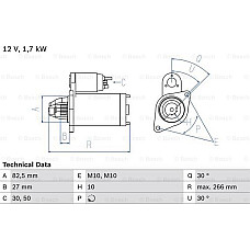 Electromotor 12V 17kW se potriveste. MERCEDES 124 C124 124 T-MODEL S124 124 W124 190 W201 C W202 E A124 E C124 E T-MODEL S1 MERCEDES-BENZ 190 (W201), Sedan, 10.1982 - 08.1993 BOSCH 0 986 013 150