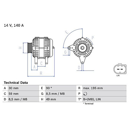 Alternator 14V 140A se potriveste. AUDI A1 A3 SEAT ALTEA ALTEA XL IBIZA IV IBIZA IV SC IBIZA IV ST LEON TOLEDO IV SKODA FABIA II VW GOLF VI (517), Sabrioleta, 03.2011 - 05.2016 BOSCH 0 986 082 250