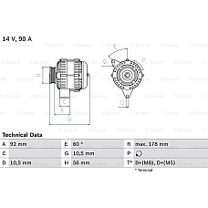 Generator / Alternator MERCEDES-BENZ E-CLASS (VF210), Cadru de sprijin, 06.1996 - 03.2003 BOSCH 0 986 039 750