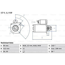 Electromotor RENAULT DUSTER (HS_), Crossover, 01.2011 - BOSCH 0 986 025 390