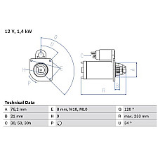 Electromotor 12V 14kW se potriveste. BMW 3 E36 3 E46 3 E90 5 E34 5 E39 7 E38 Z3 E36 1.6-3.0 03.90-12.07 BMW 3 - V (E90), Sedan, 02.2004 - 02.2012 BOSCH 0 986 026 220