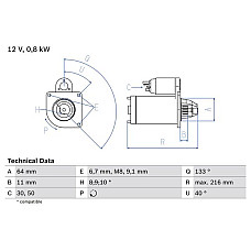 Electromotor 12V 08kW se potriveste. ABARTH 124 SPIDER 500 - 595 - 695 500C - 595C - 695C GRANDE PUNTO ALFA ROMEO GIULIETTA FIAT PUNTO EVO (199_), Hatchback Van, 03.2009 - 02.2012 BOSCH 0 986 021 590