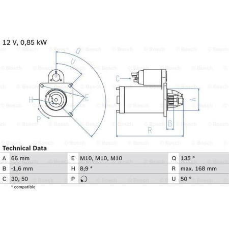 Electromotor 12V 08kW se potriveste. NISSAN KUBISTAR RENAULT CLIO II KANGOO KANGOO EXPRESS LAGUNA I LAGUNA II MEGANE I MEGA RENAULT CLIO II (SB0/1/2_), Hatchback Van, 09.1998 - BOSCH 0 986 021 051