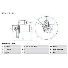 Electromotor 12V 11kW se potriveste. ALFA ROMEO 159 CHEVROLET CRUZE FIAT CROMA OPEL ASTRA G ASTRA G CLASSIC ASTRA H ASTRA H OPEL COMBO (COMBO-C), Box/MPV, 10.2001 - BOSCH 0 986 023 660
