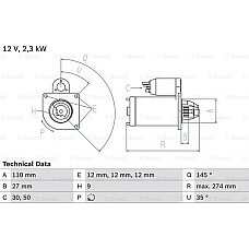 Electromotor 12V 23kW se potriveste. VW LT 28-35 II LT 28-46 II 2.8D 07.97-07.06 VW LT 28-35 II (2DB, 2DE, 2DK), Autobuz, 04.1996 - 07.2006 BOSCH 0 986 023 860