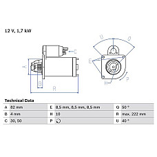 Electromotor 12V 17kW se potriveste. OPEL ASTRA H ASTRA H GTC ASTRA H-KOMBI ASTRA J ASTRA J GTC INSIGNIA A INSIGNIA A COUNT VAUXHALL ASTRA Mk VI (P10), Hatchback, 12.2009 - 10.2015 BOSCH 0 986 022 061
