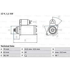 Electromotor SEAT IBIZA IV SC (6J1, 6P5), Compartiment, 06.2008 - 12.2018 BOSCH 0 986 027 090