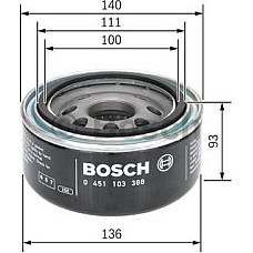 Filtru ulei se potriveste. VW LT 28-35 II LT 28-46 II 2.8D 07.97-07.06 VW LT 28-46 II (2DC, 2DF, 2DG, 2DL, 2DM), Cadru de sprijin, 04.1996 - 07.2006 BOSCH 0 451 103 368