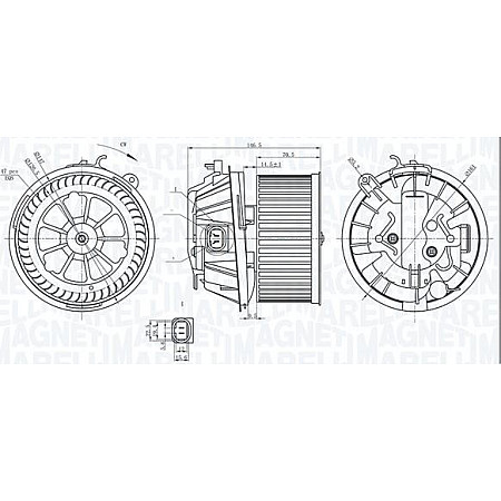 Ventilator. habitaclu Suflanta de aer CITROEN C2 C2 ENTERPRISE C3 I C3 PLURIEL XSARA PICASSO PEUGEOT 1007 206 1.1 CITROEN C3 Pluriel (HB_), Sabrioleta, 05.2003 - Magneti Marelli 069412240010