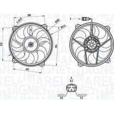 Ventilator. radiator Ventilator radiator cu carcasa CITROEN BERLINGO BERLINGO MULTISPACE BERLINGO-MINIVAN C4 GRAN CITROEN BERLINGO (B9), Cadru de sprijin, 04.2008 - Magneti Marelli 069422708010