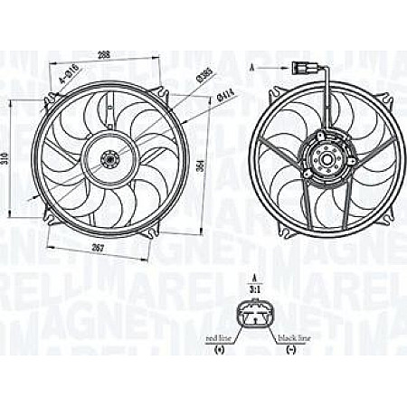Ventilator. radiator Ventilator radiator cu carcasa CITROEN BERLINGO BERLINGO MULTISPACE BERLINGO-MINIVAN C4 GRAN CITROEN BERLINGO MULTISPACE (B9), Dubita, 04.2008 - Magneti Marelli 069422708010