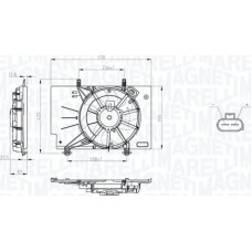 Ventilator. radiator Ventilator radiator FORD B-MAX ECOSPORT FIESTA VI 1.25-1.6D 06.08- FORD B-MAX (JK), Dubita, 10.2012 - Magneti Marelli 069422734010