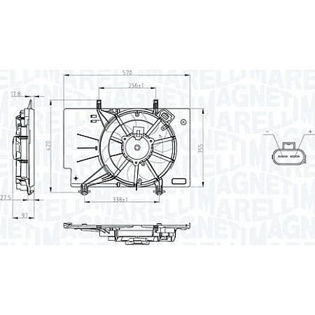 Ventilator. radiator Ventilator radiator FORD B-MAX ECOSPORT FIESTA VI 1.25-1.6D 06.08- FORD FIESTA (JA8), Sedan, 04.2010 - Magneti Marelli 069422734010