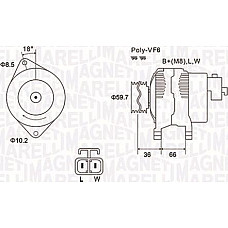 Alternator 12V 100A OPEL COMBO TOUR COMBO-MINIVAN CORSA C MERIVA A 1.7D 06.03- OPEL COMBO (COMBO-C), Box/MPV, 10.2001 - Magneti Marelli 063731901010