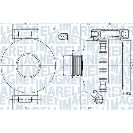 Alternator 14V 150A FORD GALAXY II MONDEO IV S-MAX 2.0-2.0ALK-2.0LPG 05.06-06.15 FORD MONDEO IV Turnier (BA7), Turism, 03.2007 - 01.2015 Magneti Marelli 063731923010