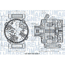 Alternator 12V 150A FORD RANGER TRANSIT TRANSIT CUSTOM V362 TRANSIT V363 2.2D-3.2D 04.11- FORD TRANSIT CUSTOM V362 (F3), Autobuz, 04.2012 - Magneti Marelli 063731557610