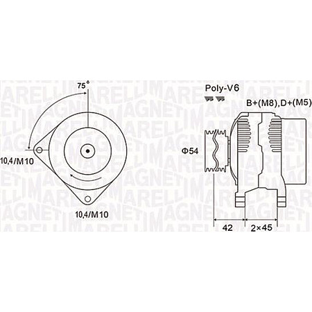 Alternator 12V 90A CITROEN BERLINGO BERLINGO-MINIVAN C5 I EVASION JUMPER JUMPY XANTIA XSARA XSARA PICASSO FIAT DU PEUGEOT BOXER (Y), Autobuz, 09.2005 - Magneti Marelli 063731564010