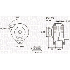 Alternator 14V 70A BMW 3 E36 3 E46 Z3 E36 1.6-1.9 12.97-07.06 BMW 3 - IV (E46), Sedan, 12.1997 - 05.2005 Magneti Marelli 063731580010