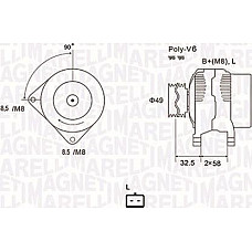 Alternator 12V 125A VOLVO S40 I V40 MITSUBISHI CARISMA SPACE STAR NISSAN INTERSTAR PRIMASTAR OPEL MOVANO VIVARO A OPEL MOVANO (X70), Cadru de sprijin, 07.1998 - Magneti Marelli 063731627010