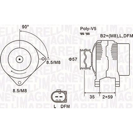 Alternator 14V 90A SEAT CORDOBA IBIZA III IBIZA IV IBIZA IV SC IBIZA IV ST TOLEDO IV SKODA FABIA I FABIA I PRAKTI SEAT IBIZA IV ST (6J8, 6P8), Turism, 03.2010 - 07.2016 Magneti Marelli 063731675010