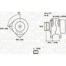 Alternator 12V 125A NISSAN PRIMERA RENAULT GRAND SCENIC II GRAND SCENIC III MEGANE II MEGANE III SCENIC II 1.9D-2 RENAULT MEGANE II (EM0/1_), Sabrioleta, 09.2003 - 03.2010 Magneti Marelli 063731814010