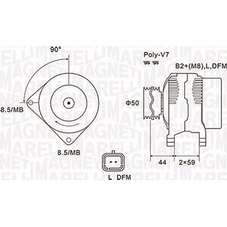 Alternator 14V 150A NISSAN INTERSTAR PRIMASTAR OPEL MOVANO VIVARO A RENAULT LAGUNA II MASTER II MEGANE II MEGANE RENAULT SCENIC II (JM0/1_), Dubita, 06.2003 - 07.2010 Magneti Marelli 063731827010