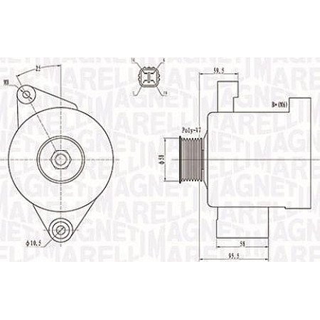 Alternator 12V 80A TOYOTA DYNA HIACE IV HIACE V HILUX VI HILUX VII LAND CRUISER 90 LAND CRUISER PRADO 2.5D-3.0D 0 TOYOTA HILUX VII (_N1_, _N2_, _N3_), Ridica, 08.2004 - Magneti Marelli 063731796010