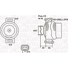 Alternator 14V 120A CHEVROLET ASTRA VECTRA OPEL ASTRA G SIGNUM SPEEDSTER VECTRA B VECTRA C VECTRA C GTS ZAFIRA A OPEL VECTRA B (J96), Sedan, 09.1995 - 07.2004 Magneti Marelli 063731740010