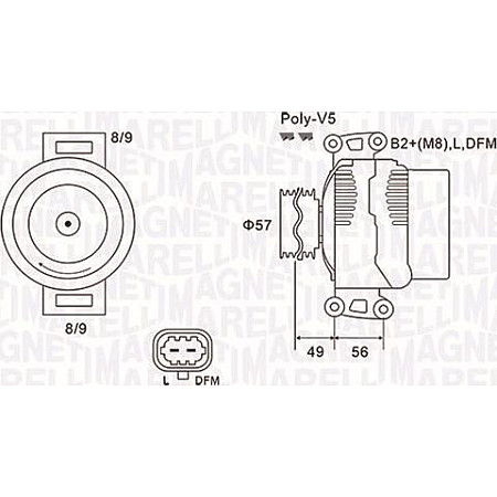 Alternator 14V 120A CHEVROLET ASTRA VECTRA OPEL ASTRA G SIGNUM SPEEDSTER VECTRA B VECTRA C VECTRA C GTS ZAFIRA A OPEL VECTRA B (J96), Sedan, 09.1995 - 07.2004 Magneti Marelli 063731740010