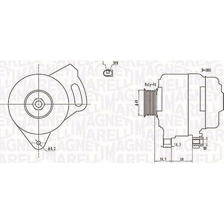 Alternator 12V 90A se potriveste. VW TRANSPORTER T4 1.9D-2.0 07.90-04.03 VW TRANSPORTER IV (70A, 70H, 7DA, 7DH), Van, 07.1990 - 04.2003 Magneti Marelli 063731750010
